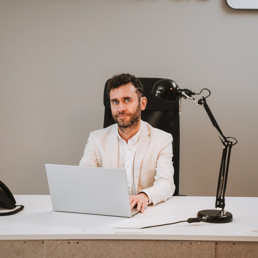 Marcin Udała ACMA at his desk in the Accountancy4You office in Hyde